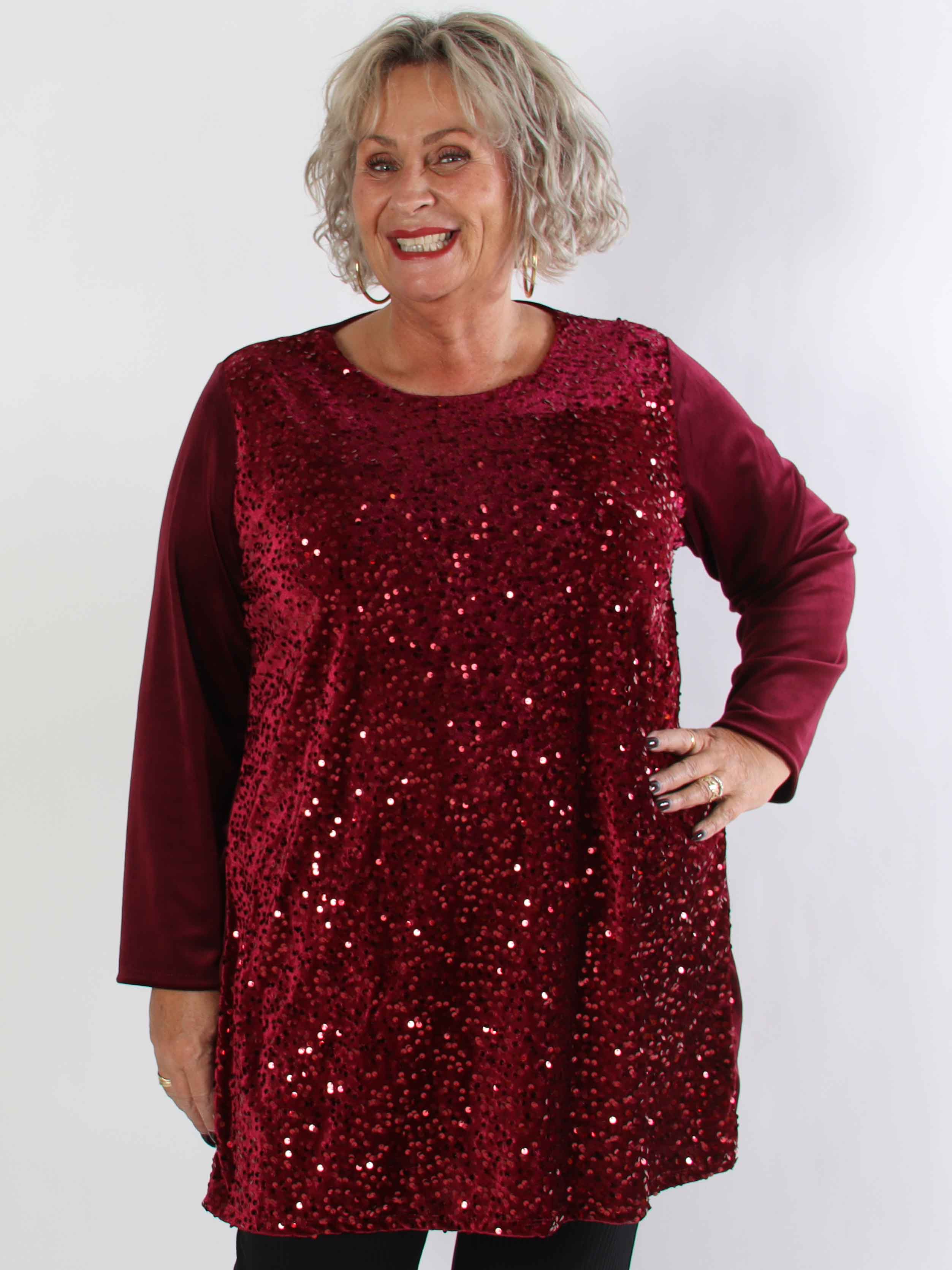 Eumonia - Blød plus size tunikakjole med pailletter